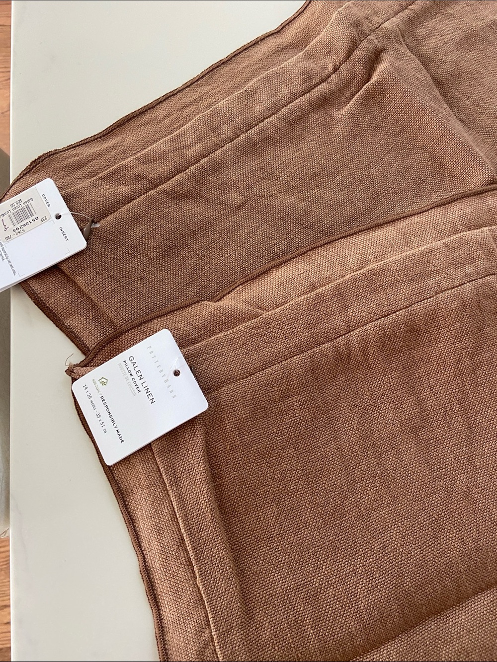 Pottery Barn -Style Linen Pillow covers in Camel Brown
